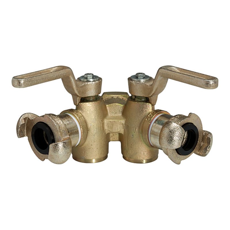 Riegler Doppelkükenhahn, 2 Abgänge, Hebelanschlag, Entlüftung, G 1 IG