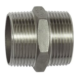 Riegler Doppelgewindenippel, Achtkant, R 2 1/2, SW 78, Edelstahl 1.4408