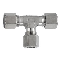 Riegler T-Verschraubung, Rohr-Außen-Ã˜ 18 mm, Edelstahl 1.4571, 315 bar