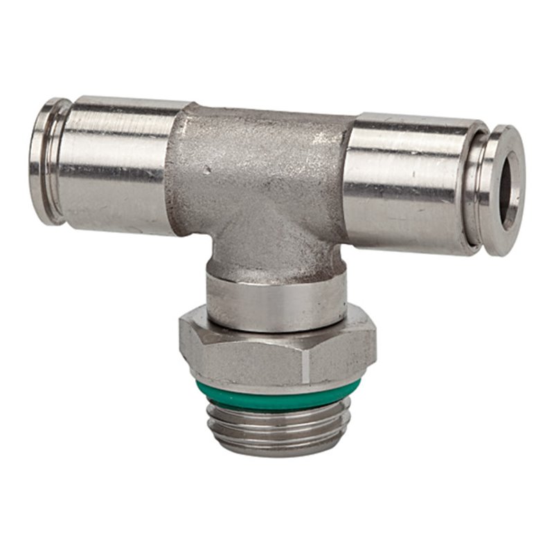 Riegler T-Steckverschra., drehbar, G 3/8 a., Schl.-Ã˜ 10, 15bar, ES 1.4404