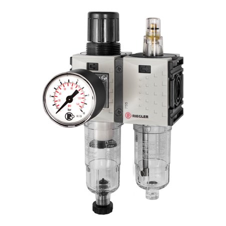 Riegler WE 2-tlg. »FUTURA-mini«, PC-Beh., Standardmano, G 1/4, 0,5-8, HA