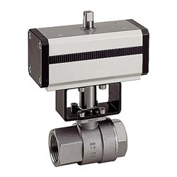 Riegler Edelstahlkugelhahn, pneumat. Stellantrieb, doppeltwirkend, Rp 1