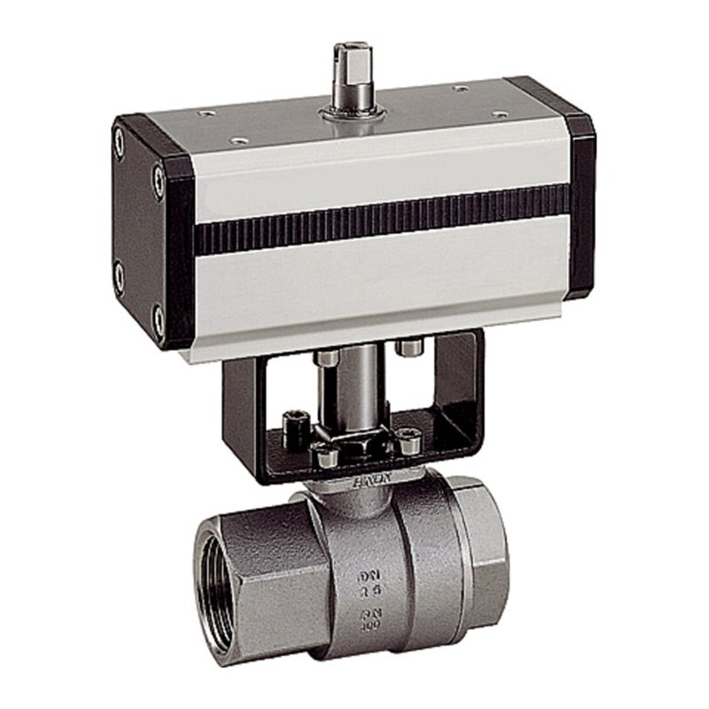 Riegler Edelstahlkugelhahn, pneumat. Stellantrieb, doppeltwirkend, Rp 1