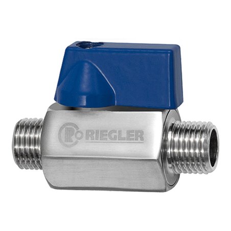Riegler Mini-Kugelhahn, Edelstahl 1.4401, AG/AG, G 1/2, DN 15