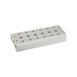 Riegler Mehrfach-Grundplatte für 5/2-5/3-Wegeventile, 7 Pos., G 1/8, G 1/4