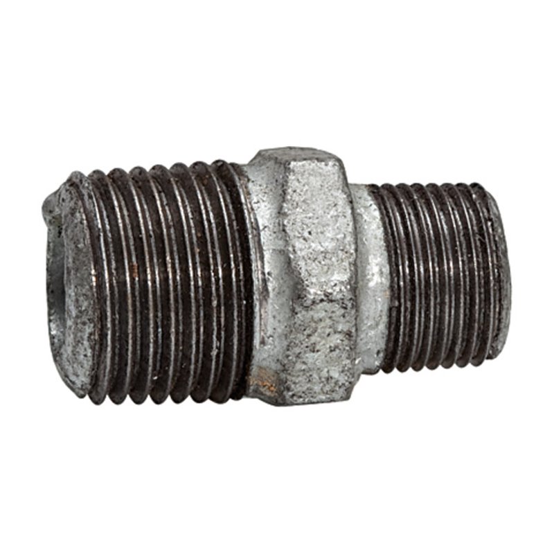 Riegler Doppelgewindenippel 245 AG/AG, R 3, R 2 1/2, schwarzer Temperguss