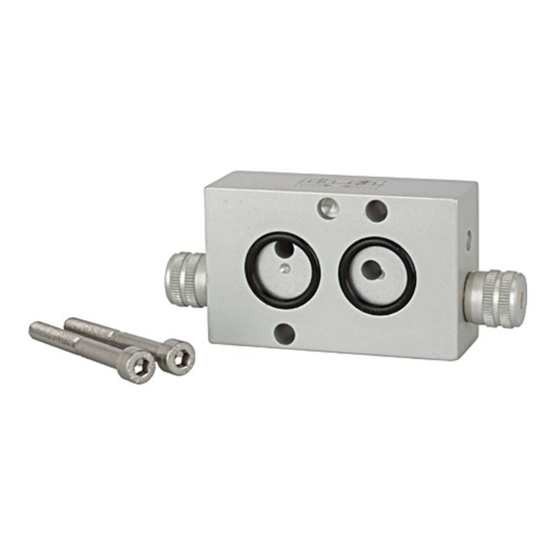 Riegler Drosselplatte, NAMUR-Ventile, Alu elox., 3-Wege, Rändelschraube