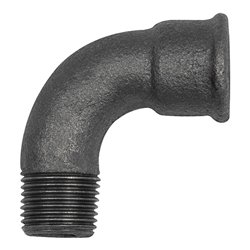 Riegler Bogen 1a, 90 °, kurz, Rp 2 1/2 i., R 2 1/2 a. Temperguss schwarz