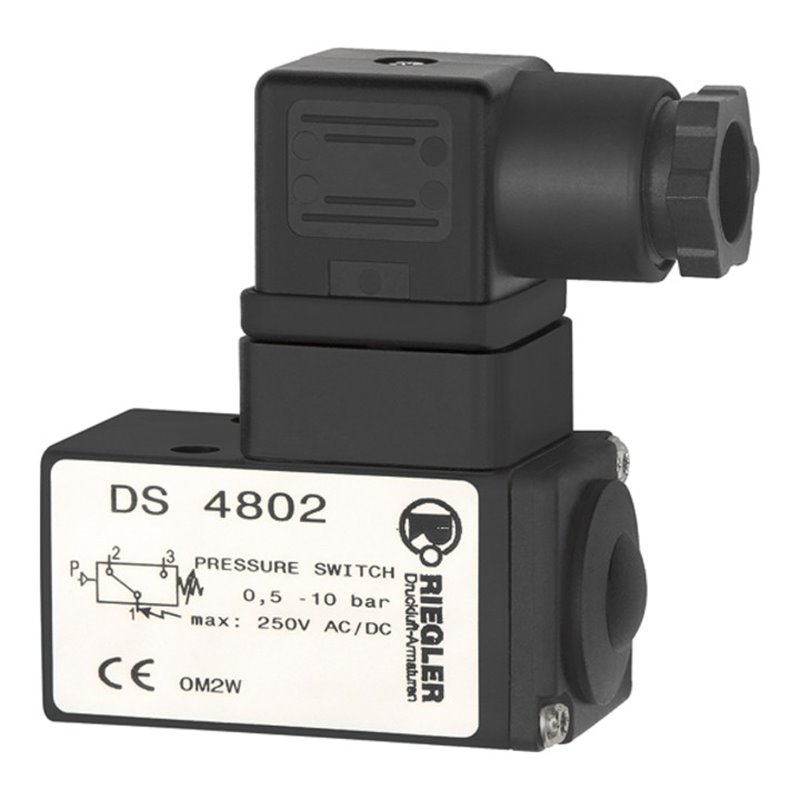 Riegler Druckschalter, Wechselkontakt anflanschbar, KS, G 1/4, 0,2-6 bar