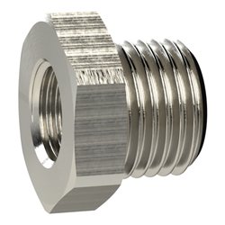 Riegler Reduziernippel kurz, G 2 a., G 1 i., SW 70, Messing vern.