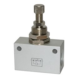 Riegler Drosselrückschlagventil, in Blockform, Alu eloxiert, G 1/2