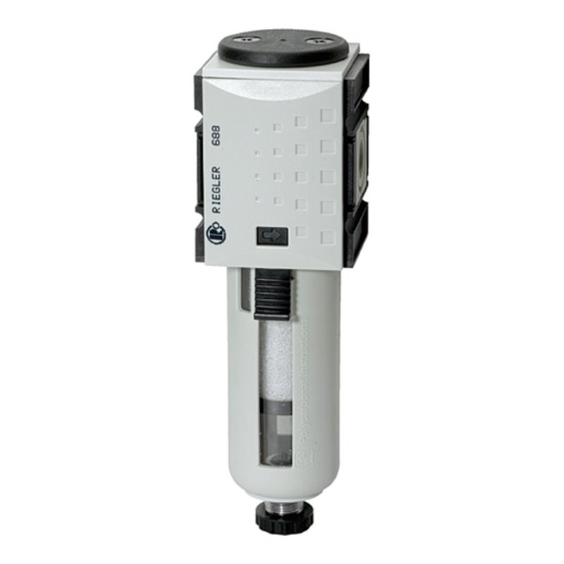 Riegler Vorfilter »FUTURA«, PC-Beh., Schutzkorb, 0,3 µm, BG 1, G 1/4, VA