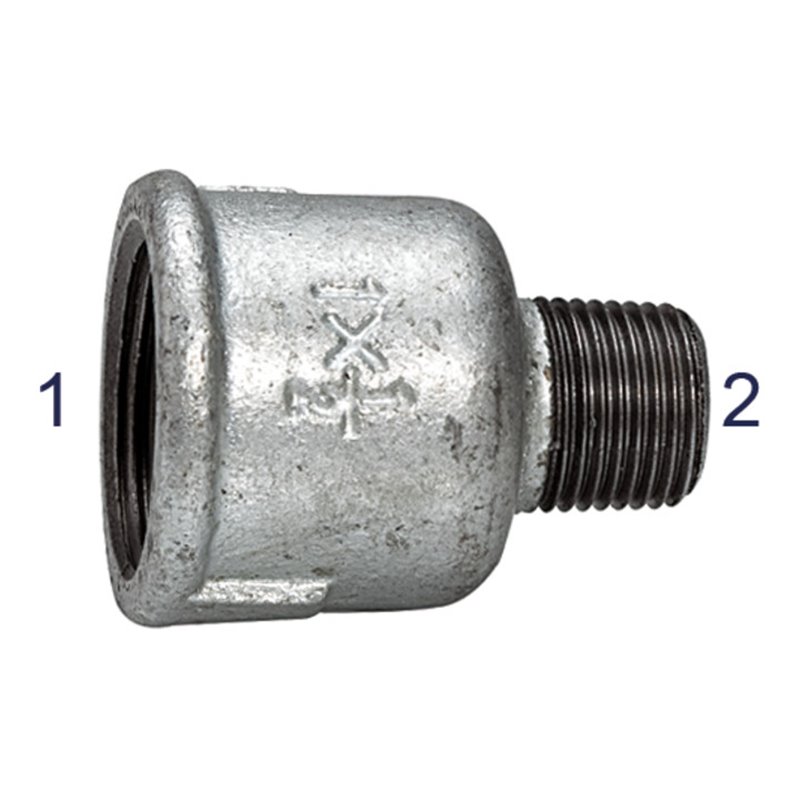 Riegler Reduziermuffe 246, IG/AG, Rp 3, R 2 1/2, schwarzer Temperguss