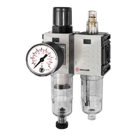 Riegler WE 2-tlg. »FUTURA-mini«, PC-Beh., Standardmano, G 1/4, 0,1-4, HA