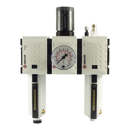 Riegler Wartungseinheit 3-tlg. »FUTURA«, MBeh., BG2, G 3/8, 0,1-1 bar, HA