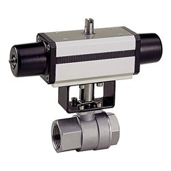 Riegler Edelstahlkugelhahn, pneumat. Stellantrieb, einfachwirkend, Rp 3/4