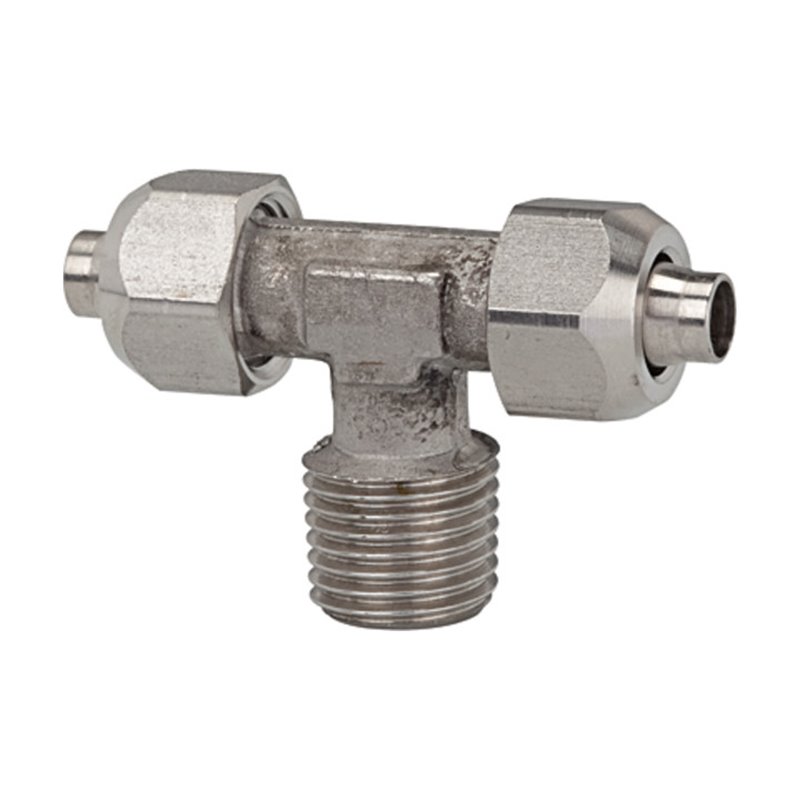 Riegler T-Einschraubverschraubung, R 1/8 a., für Schlauch 8/6, ES 1.4404