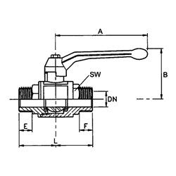 Riegler Kugelhahn schwere Ausführung, Handhebel, AG/AG, MS vern., R 1 1/2