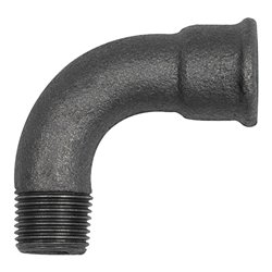 Riegler Bogen 1, 90°, lang, Rp 2 i., R 2 a., Temperguss schwarz