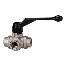 Riegler 3-Wege-Kugelhahn, T-Bohrung, leichte Ausführung, MS vern., Rp 1/2