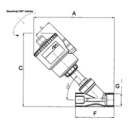 Riegler Schrägsitzventil ohne NAMUR-Schnittstelle, ES, G 3/4, max. 16 bar