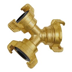 Riegler GEKA-Abzweigstück, Messing blank, 3 x GEKA-Kupplungen