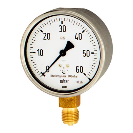 Riegler Kapselfedermanometer, Stahl, G 1/4 radial unten, 0-250 mbar, Ã˜ 63