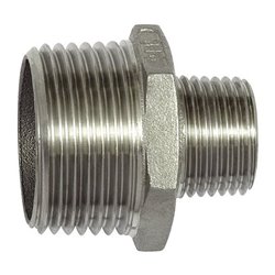 Riegler Doppelgewindenippel, red., Achtkant, R 3, R 2, ES 1.4408