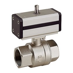 Riegler Messingkugelhahn, pneumat. Stellantrieb, doppeltwirkend, Rp 1