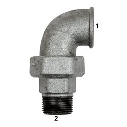 Riegler Verschraubung Bogen 97, IG/AG, Rp 2, R 2, schwarzer Temperguss