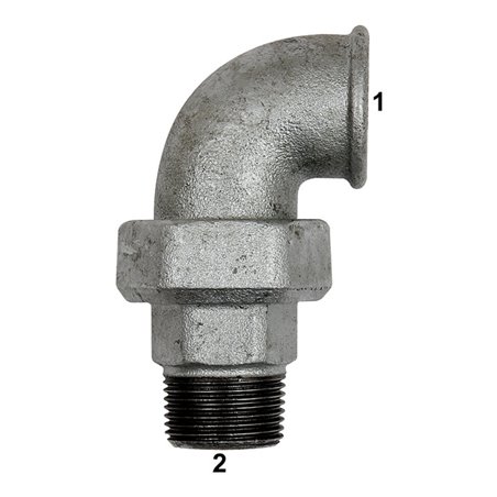 Riegler Verschraubung Bogen 97, IG/AG, Rp 2, R 2, schwarzer Temperguss