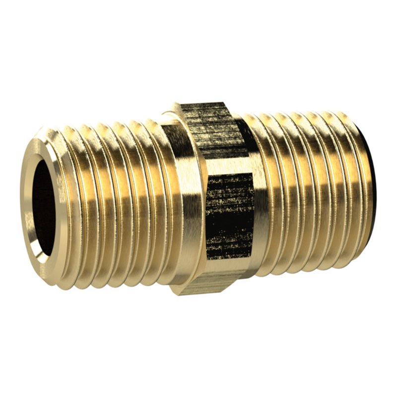 Riegler Doppelgewindenippel, R 2 a., R 2 a., SW 62, Messing