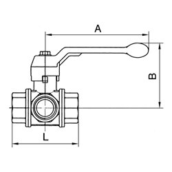 Riegler 3-Wege-Kugelhahn, Standard, L-Bohr., Messing vern., Rp 3/8, DN 10