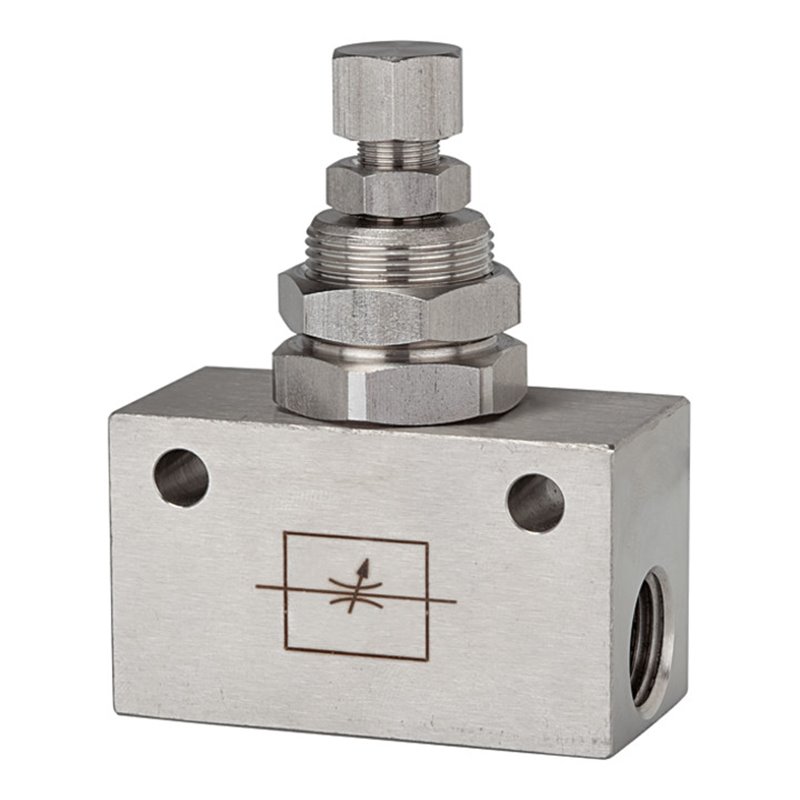 Riegler Drosselventil, Blockform, Edelstahl 1.4404, G 1/8, PN max. 10 bar