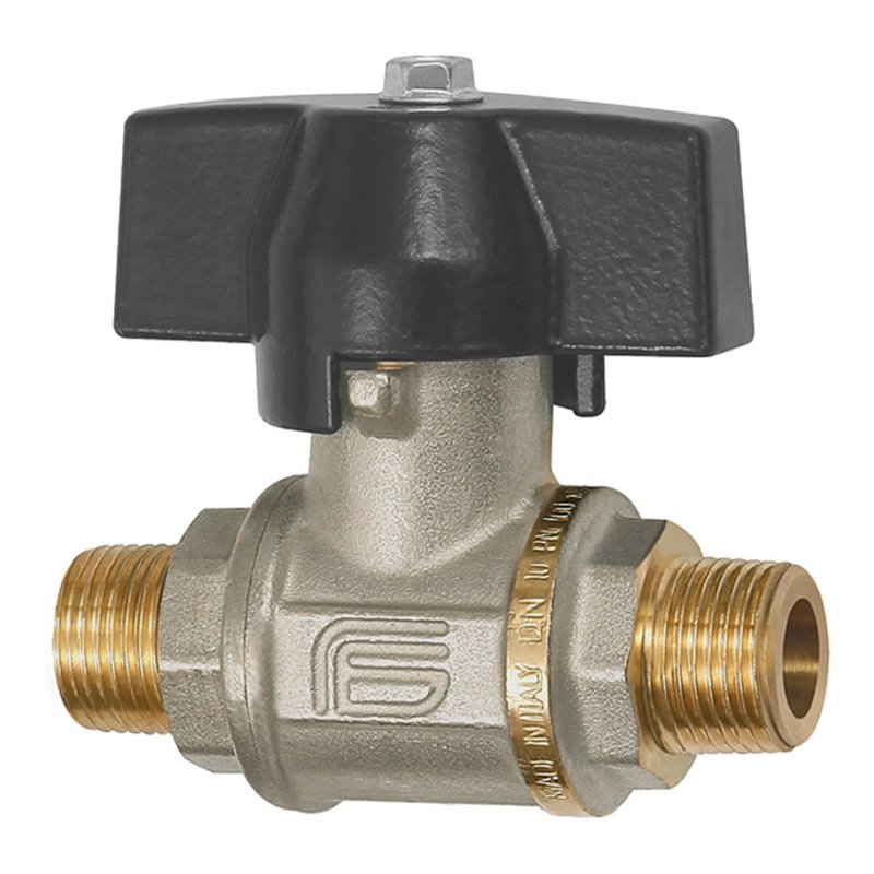 Riegler Kugelhahn schwere Ausführung, Flügelgriff, AG/AG, MS vern., R 1