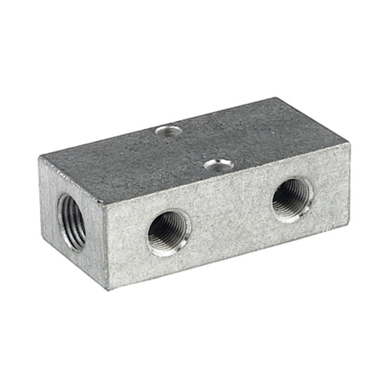 Riegler Verteilerleiste, Abgänge beidseitig, 2 x 1/2, 6 + 6 x 1/4, Alu