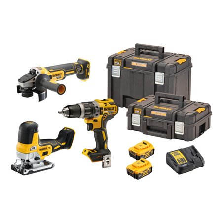 DEWALT Akku-Schlagbohrschrauber-Set 18V / 5Ah DCD 796, DCG 405, DCS 335, DCB 184