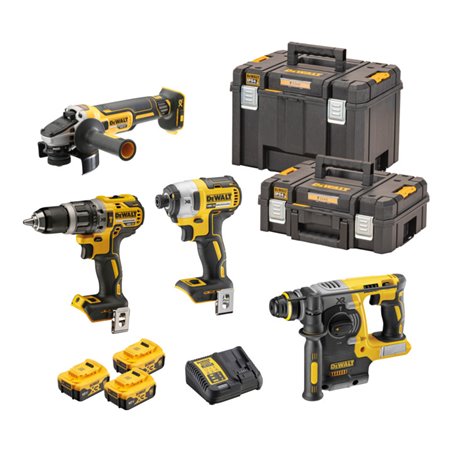 DEWALT Akku-Schlagbohrschrauber-Set 18V / 5Ah DCD 796, DCF 887, DCH 273, DCG 405, DCB 184