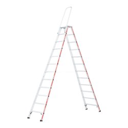 Hymer Stufenstehleiter mit Haltebügel, Stufenzahl 2×12