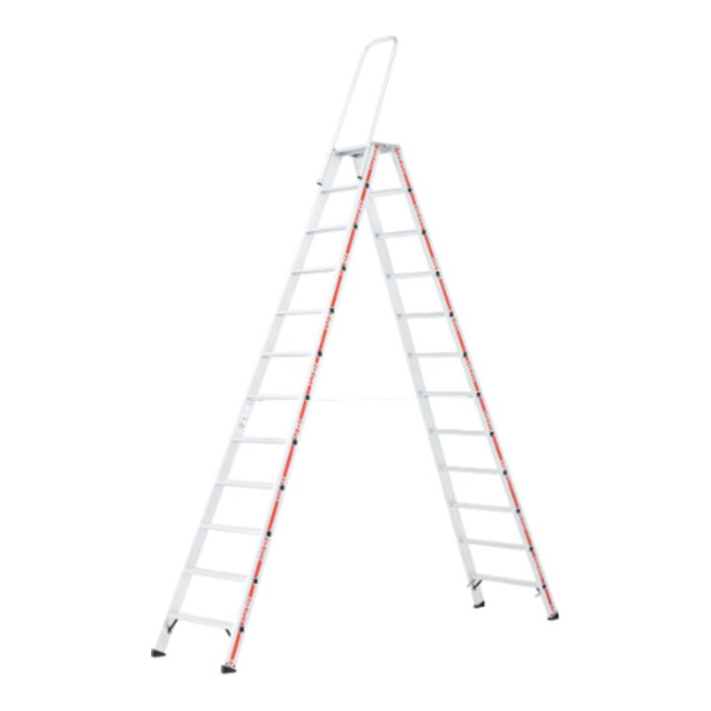 Hymer Stufenstehleiter mit Haltebügel, Stufenzahl 2×12