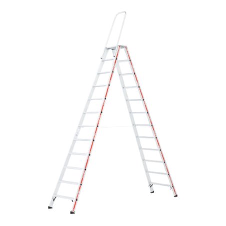 Hymer Stufenstehleiter mit Haltebügel, Stufenzahl 2×12