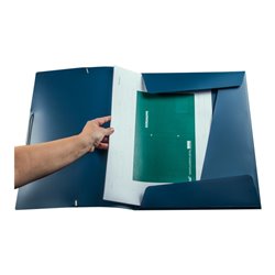 Eichner PP-Collegemappen A3 + 3 Flügelklappen und Eckspann-Gummi blau