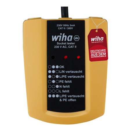 Wiha Steckdosentester 230 V AC, CAT II inkl. 2x AAA-Batterien