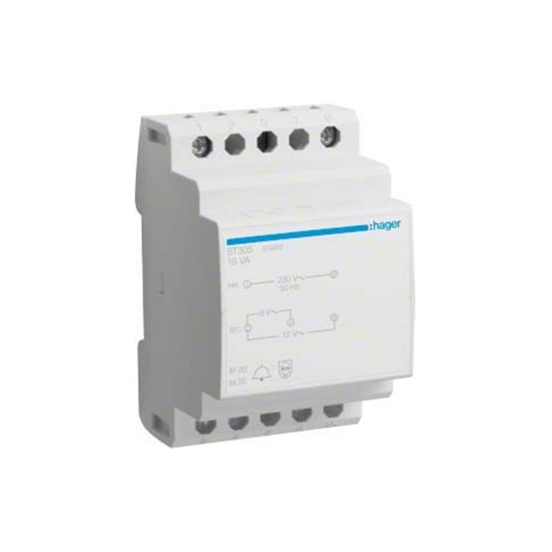 Hager Klingeltrafo 8V/2,0A-12V/1,33A ST305