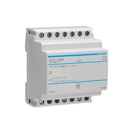 Hager Sicherheitstrafo 12V/1,33Ao.24V/0,67A ST313