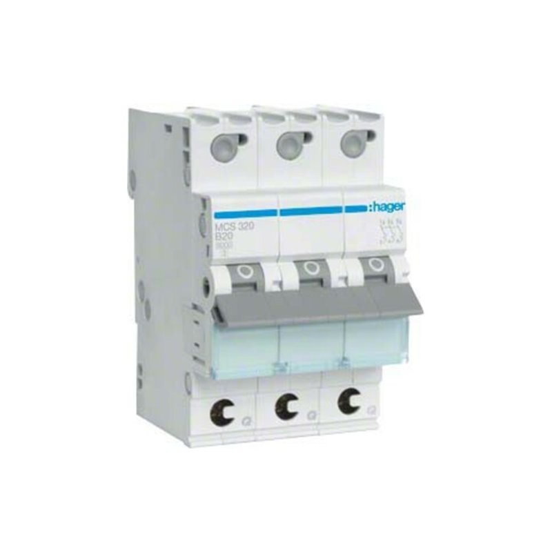 Hager Leitungsschutzschalter 3p. C-20A 6kA 3M QC MCS320