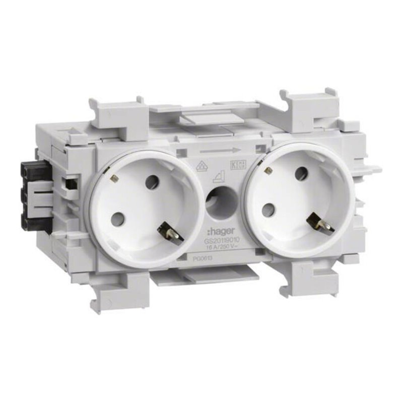 Tehalit Steckdose 2-fach 45° verkehrsweiß GS20119016