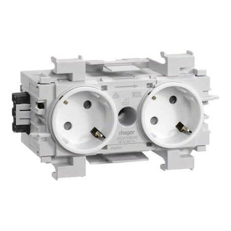 Tehalit Steckdose 2-fach 45° verkehrsweiß GS20119016