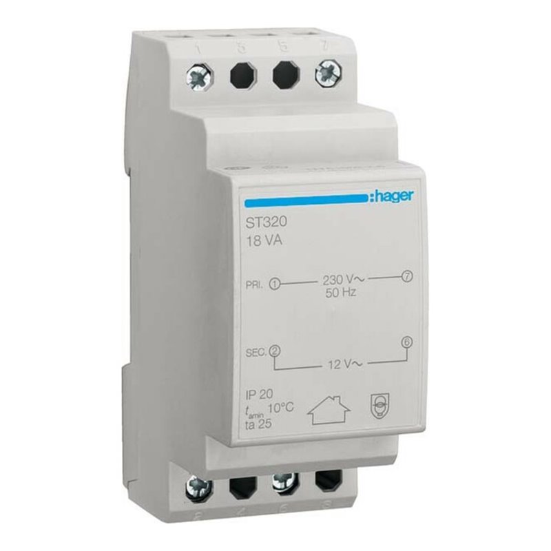 Hager Sicherheitstrafo 230V/12V 18VA 2PLE ST320