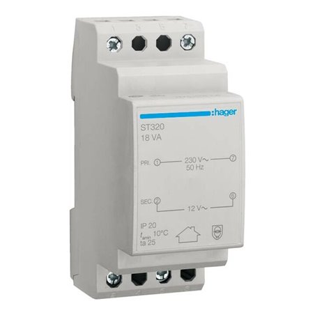 Hager Sicherheitstrafo 230V/12V 18VA 2PLE ST320